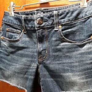 American Eagle Outfitters Blue Distressed Jean Shorts